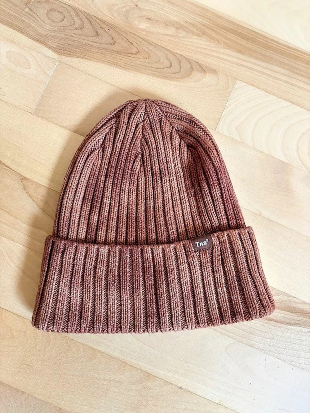 Aritzia Tna Ribbed Knit Beanie - Tie-dye warm brown
